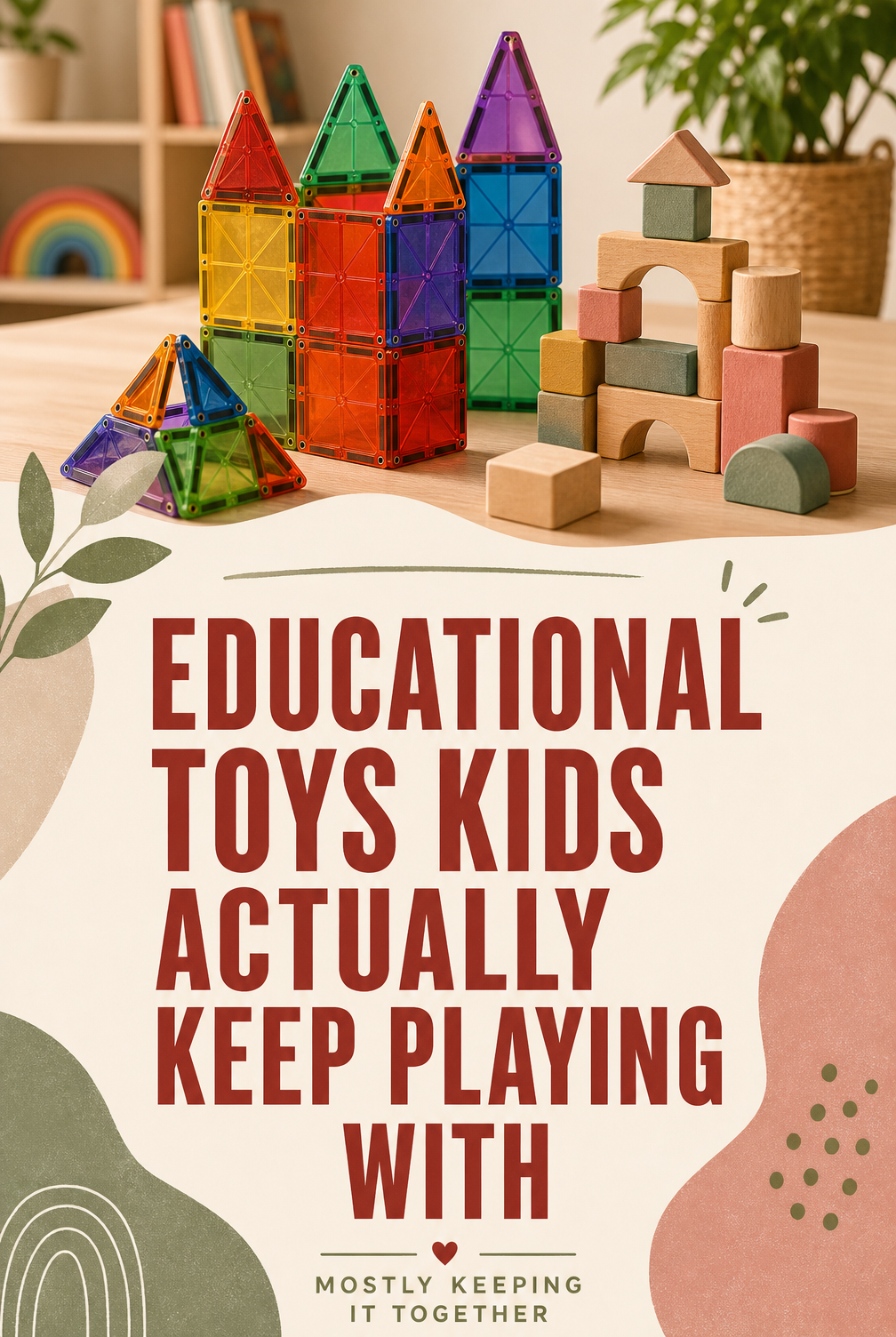 Pinterest graphic: Educational Toys & Screen-Free Gifts Kids Actually Keep Playing With